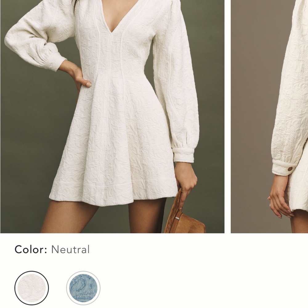 Anthropologie 	
PILCRO LONG-SLEEVE V-NECK TEXTURED MINI DRESS